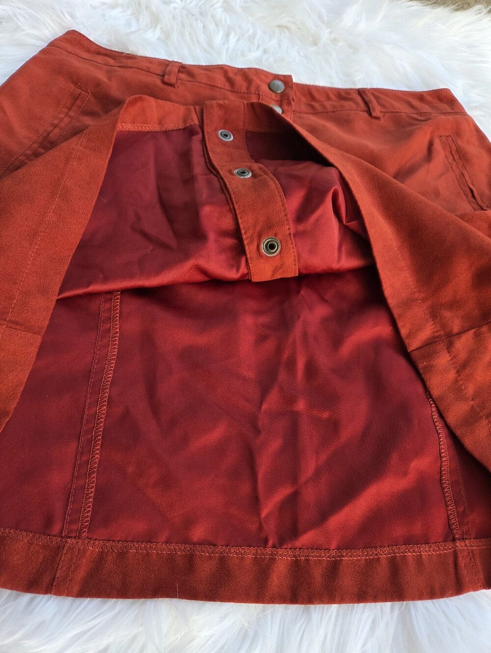 Forever 21 - Red Rust/Button Front Mini Skirt - Size Large - Picture 8 of 12